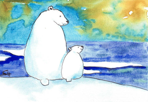 'Animal Series' Original Art Cards Polar Bears - Arts and Heritage St. Albert