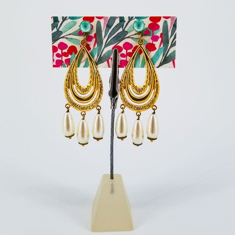 Large Hanging Chandelier Earrings With Pearls - Arts and Heritage St. Albert