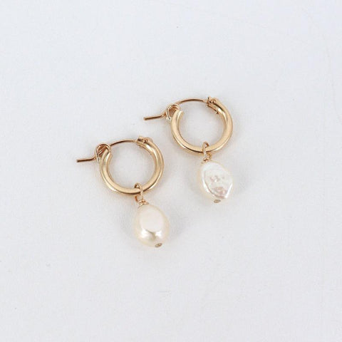 'Baroque Pearl Gold Hoop' Earrings - Arts and Heritage St. Albert