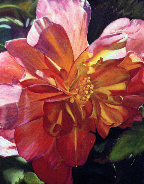 Floral Series Art Cards by Memory Roth Begonia in Orange Cascade, 4.25" x 5.5" - Arts and Heritage St. Albert