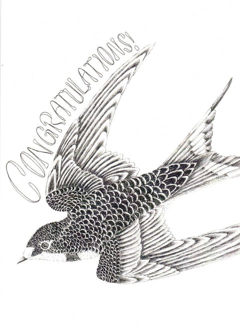 'Sentiment' Art Cards by Snake Bite Creations 'Congratulations' Swallow Card - Arts and Heritage St. Albert