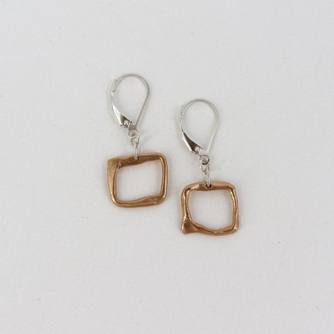 'Contour Collection' Bronze Square Earrings - Arts and Heritage St. Albert