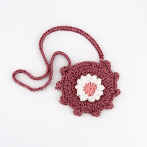 Crocheted Mini Round Kids Purse Mauve - Arts and Heritage St. Albert