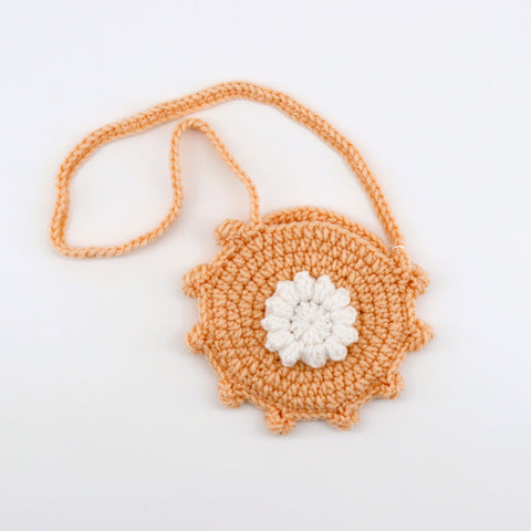 Crocheted Mini Round Kids Purse Peach - Arts and Heritage St. Albert