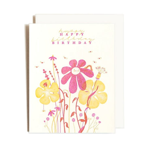 Letterpress Printed Birthday Cards Flower Bunch Birthday - Arts and Heritage St. Albert