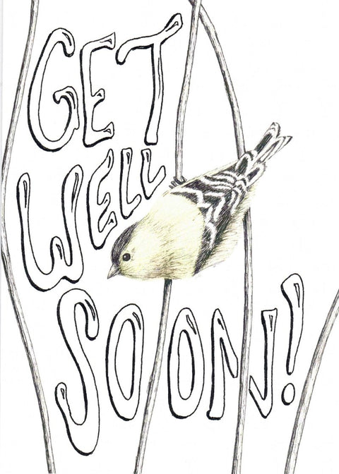 'Sentiment' Art Cards by Snake Bite Creations 'Get Well Soon' Little Bird Card - Arts and Heritage St. Albert