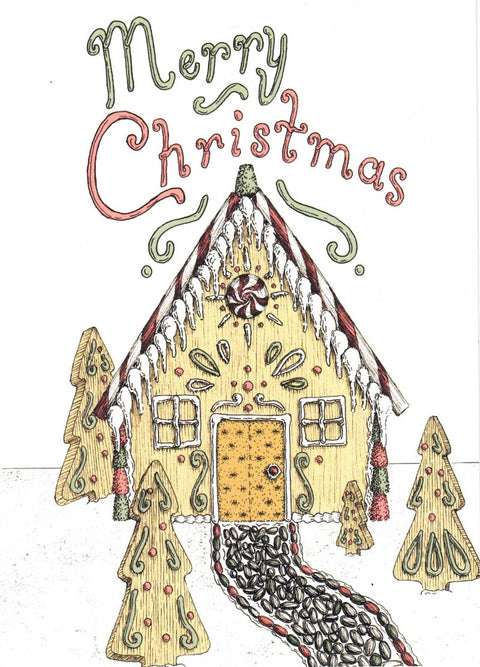 'Christmas' Art Cards by Snake Bite Creations Merry Christmas Gingerbread House Art Card - Arts and Heritage St. Albert