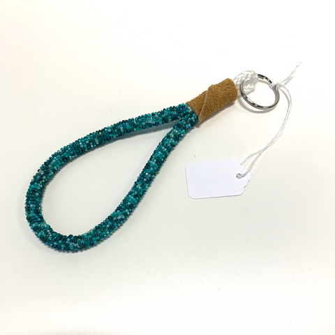 beaded keychain dark green & light green - Arts and Heritage St. Albert