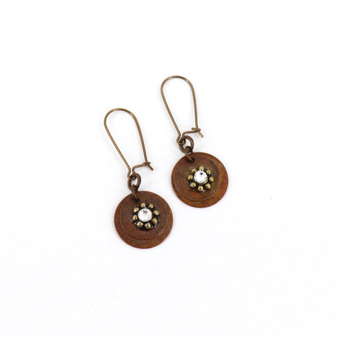 Flame Kissed Copper Flower Spacer Swarovski Earrings - Arts and Heritage St. Albert