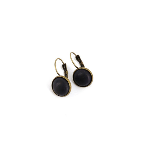 Brass Drop Earrings With Matte Resin Cabochons - Arts and Heritage St. Albert