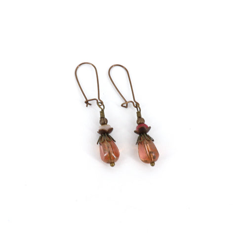 Czech Glass Teardrop Earring Amber - Arts and Heritage St. Albert