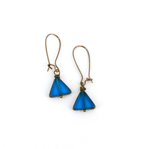 Triangle Czech Glass Earring Blue - Arts and Heritage St. Albert