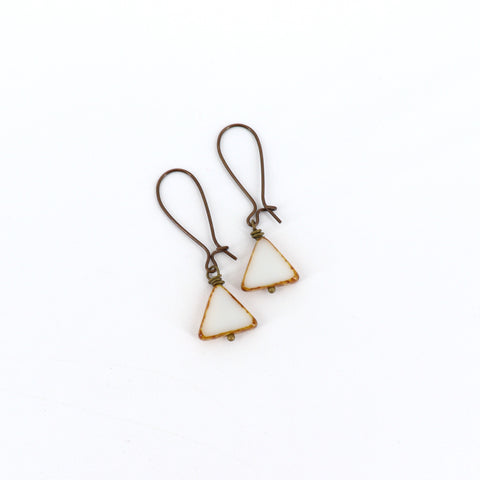 Triangle Czech Glass Earring White - Arts and Heritage St. Albert