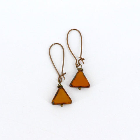 Triangle Czech Glass Earring Yellow - Arts and Heritage St. Albert