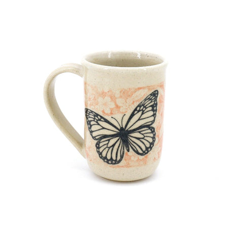 Peach Patterned Mug Butterfly - Arts and Heritage St. Albert