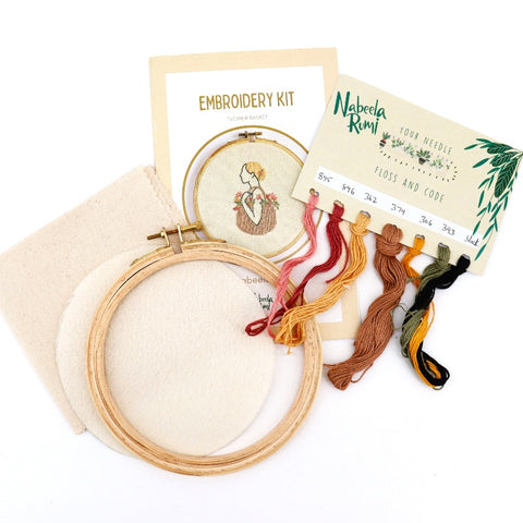 'Flower Basket' Embroidery Kit - Arts and Heritage St. Albert