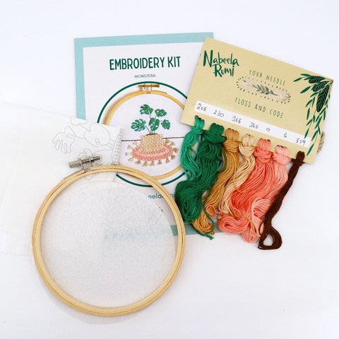 'Monstera' Embroidery Kit - Arts and Heritage St. Albert