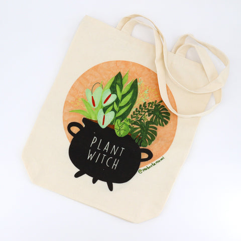 Illustrated Canvas Tote Bag Plant Witch - Arts and Heritage St. Albert