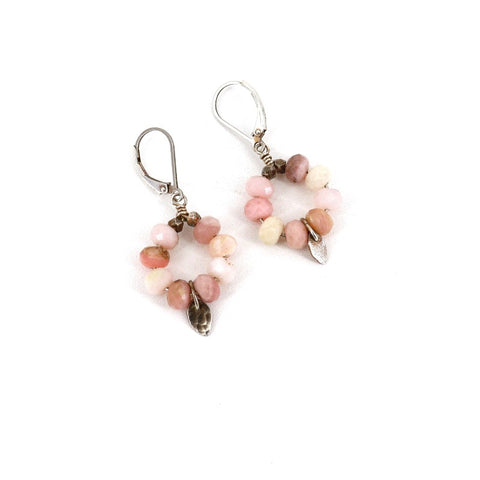 Petal Collection - Peruvian Pink Opal Hoop and Fine Silver Petal - Arts and Heritage St. Albert