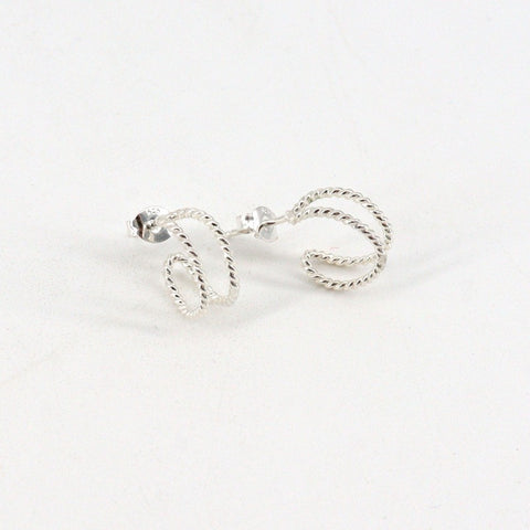 'Entwined' Silver Crescent Stud Earrings - Arts and Heritage St. Albert