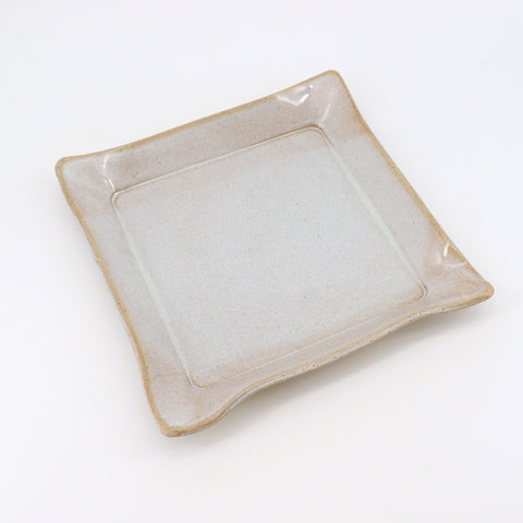 Square 12 Inch Handmade Dinner Plates Plain Smooth Creamy White - Arts and Heritage St. Albert