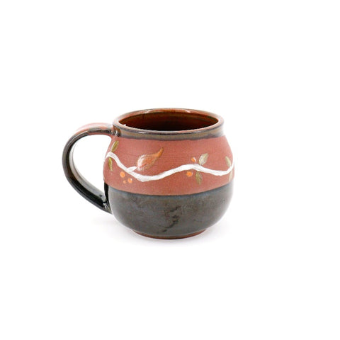 Vine Patterned Black & Brown Mugs - Arts and Heritage St. Albert