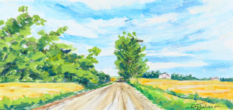 'Sunday Drive' Watercolour Painting by Luise Mendler-Johnson - Arts and Heritage St. Albert