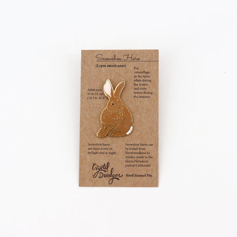 Gold Plated Enamel Pin Brown Snowshoe Hare - Arts and Heritage St. Albert