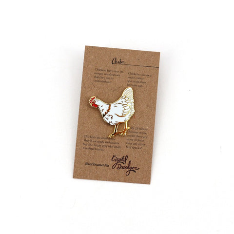 Gold Plated Enamel Pin White Chicken - Arts and Heritage St. Albert