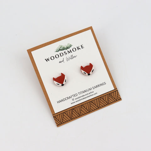 Small Animal Stud Earrings Fox - Arts and Heritage St. Albert