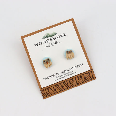 Small Animal Stud Earrings Owl - Arts and Heritage St. Albert