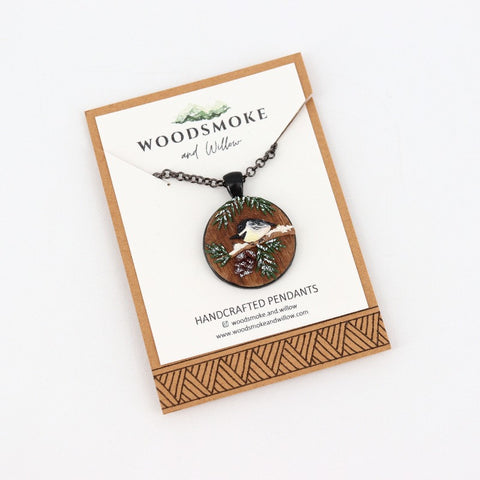 Winter Chickadee Pendant Necklace - Arts and Heritage St. Albert