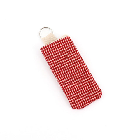 Handsewn Lip Balm Holder Red Check - Arts and Heritage St. Albert