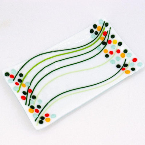 Polka Dots Fused Glass Tray - Arts and Heritage St. Albert