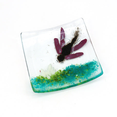 Square Dragonfly Fused Glass Dish - Arts and Heritage St. Albert