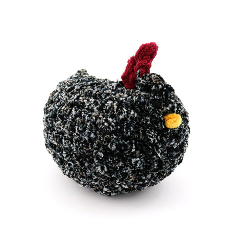 Crocheted Chicken Plushie Speckled Black with Burgandy - Arts and Heritage St. Albert