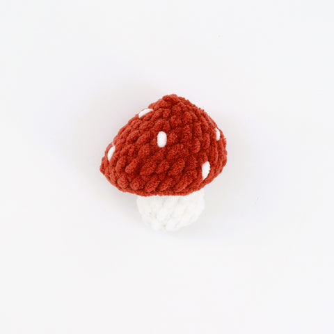 Crocheted Mushroom Rust - Arts and Heritage St. Albert