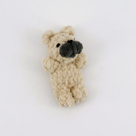 Crocheted Teenie Puppy 'Snugglers' White Bulldog - Arts and Heritage St. Albert