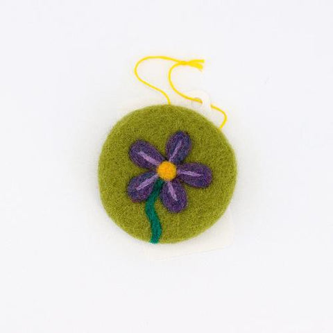 Flat Felted Flower Ornaments