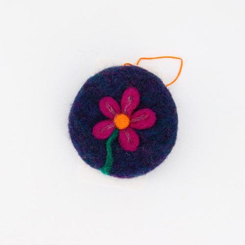 Flat Felted Flower Ornaments