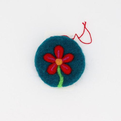 Flat Felted Flower Ornaments