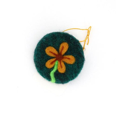 Flat Felted Flower Ornaments