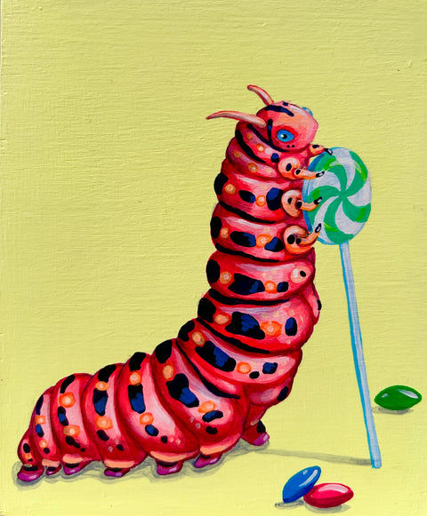 Red Candypillar with Lollipop - Arts and Heritage St. Albert