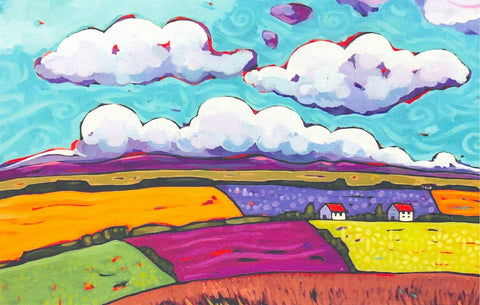 Pam Weber Art Post Cards Patchwork Fields - Arts and Heritage St. Albert