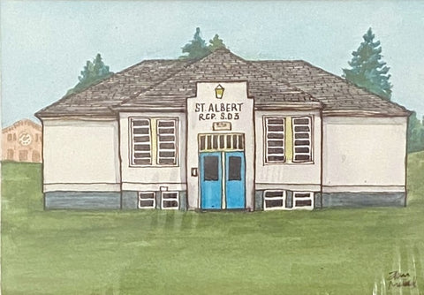 'Little White School' Original Watercolour - Arts and Heritage St. Albert