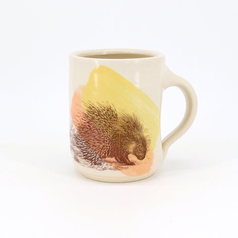 New Fauna Mugs Porcupine with Yellow & Coral - Arts and Heritage St. Albert