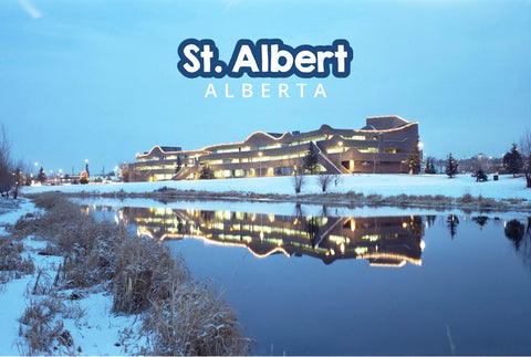 Postcards Victor Post St Albert Place winter night - Arts and Heritage St. Albert