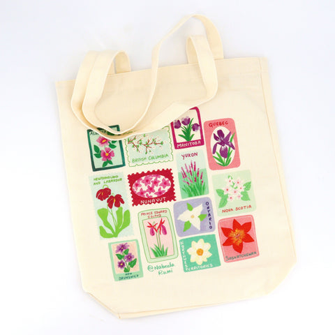 Illustrated Canvas Tote Bag Canadian Provincial Flowers - Arts and Heritage St. Albert