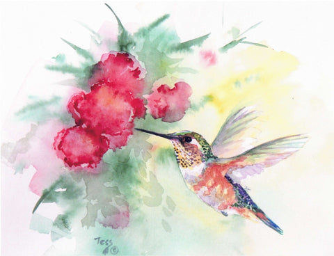 'Birds and Butterflies' Art Prints by Teresa Stieben Sweet Nectar, Rufous Hummingbird - Arts and Heritage St. Albert