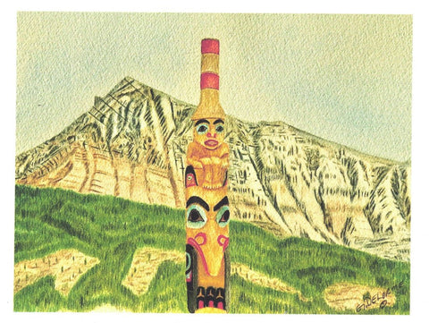 'Totem' Art Cards By Gerald Delorme Two Brothers Pole Jasper 1 - Arts and Heritage St. Albert